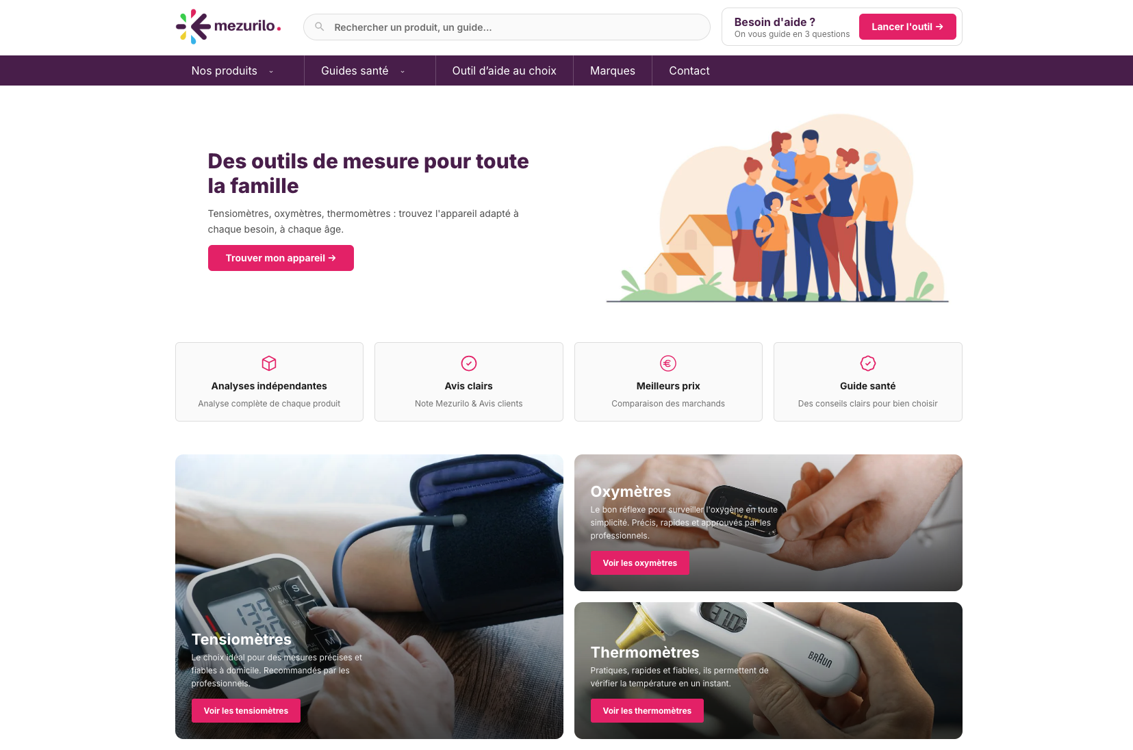 Capture d'écran du site Mezurilo